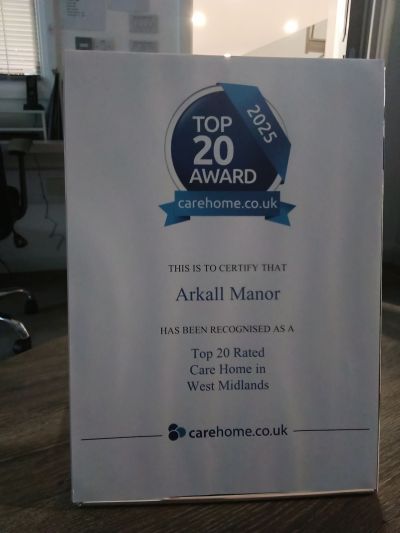 Arkall Manor Celebrates Top 20 Care Home Award in West Midlands