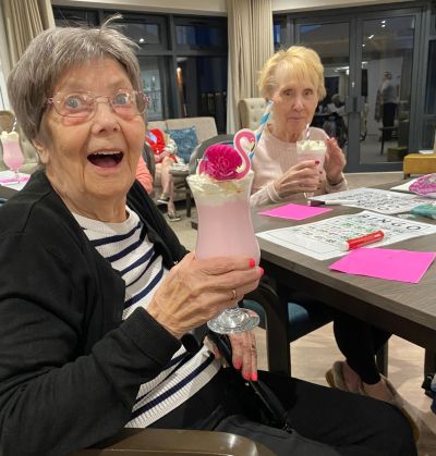 Brook Lodge Residents Enjoy Flamingo Bingo and Milkshake Fun