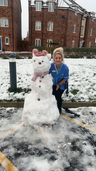 Little Girl Brings Winter Joy to Pear Tree House